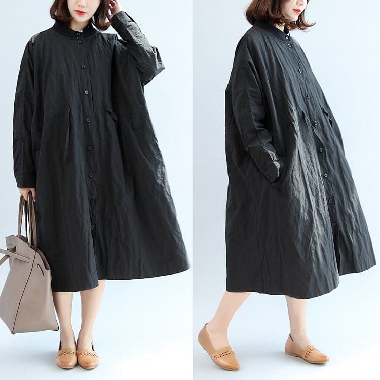 2021 black casual cotton coat plus size unique outwear long sleeve clothes