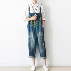 2021 fall oversized denim jumpsuits casual blue jeans denim outfits cute