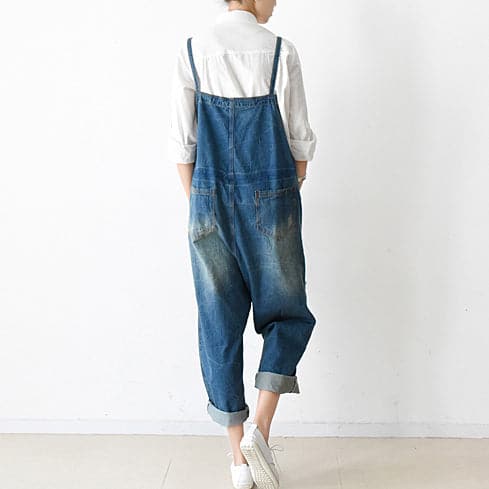 2021 fall oversized denim jumpsuits casual blue jeans denim outfits cute