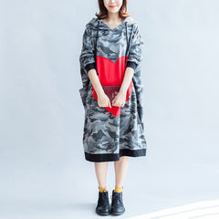 2021 fall prints ruffles black cotton shift dresses hooded oversize casual dress patchwork loving heart