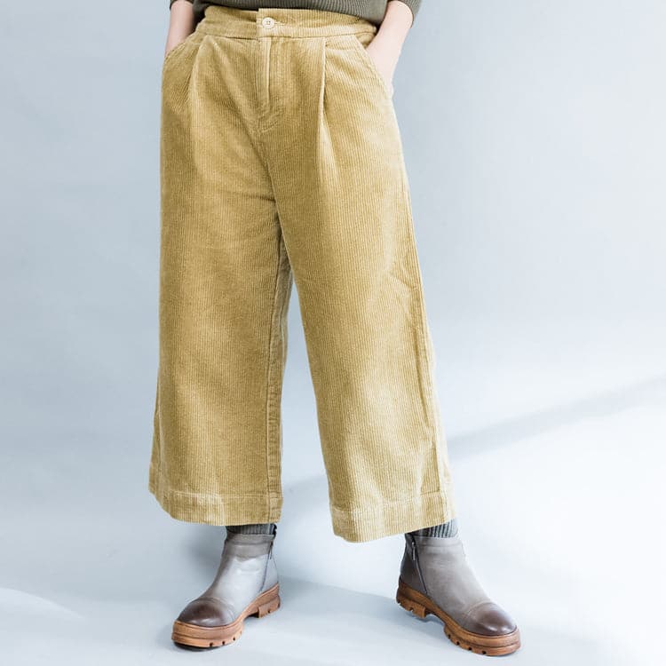 2021 khaki thick corduroy trousers loose casual wide leg pants