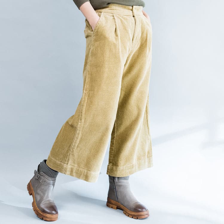 2021 khaki thick corduroy trousers loose casual wide leg pants