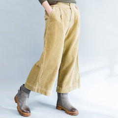 2021 khaki thick corduroy trousers loose casual wide leg pants