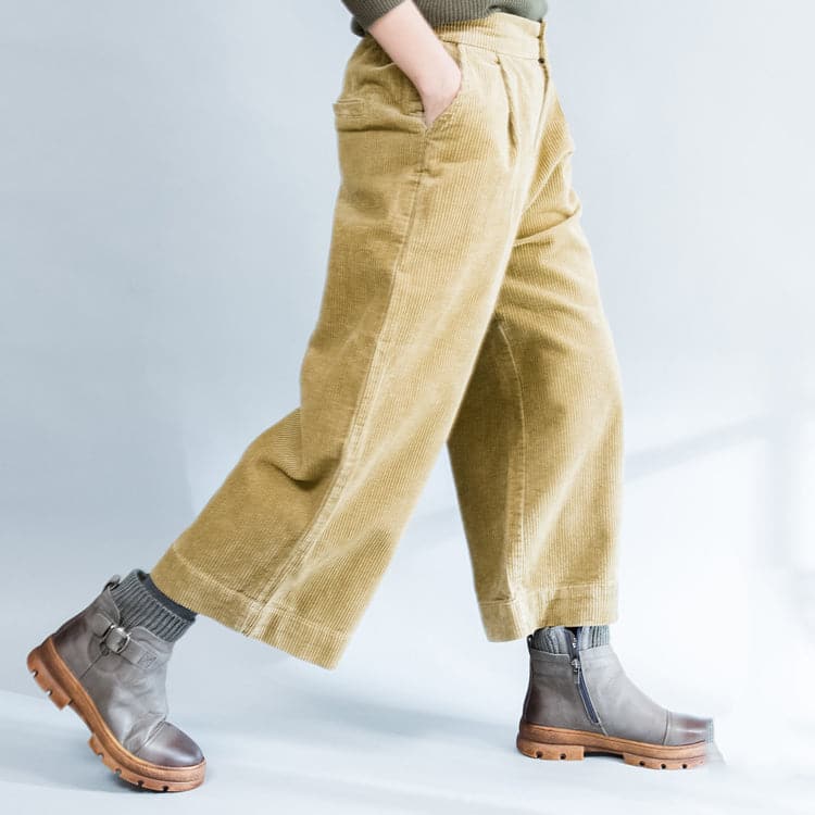 2021 khaki thick corduroy trousers loose casual wide leg pants