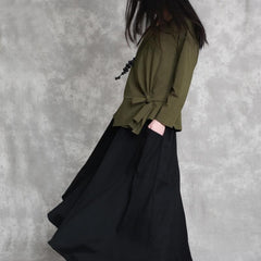 2019 army green cotton tops oversized cotton maxi t shirts women asymmetric long sleeve cotton shirts