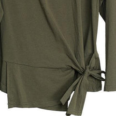 2019 army green cotton tops oversized cotton maxi t shirts women asymmetric long sleeve cotton shirts