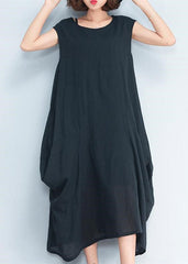 2021 black natural cotton polyester dress oversize sleeveless traveling dress Elegant kaftans