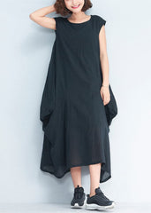 2021 black natural cotton polyester dress oversize sleeveless traveling dress Elegant kaftans