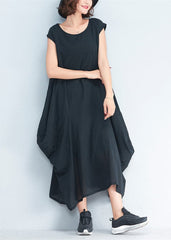 2021 black natural cotton polyester dress oversize sleeveless traveling dress Elegant kaftans