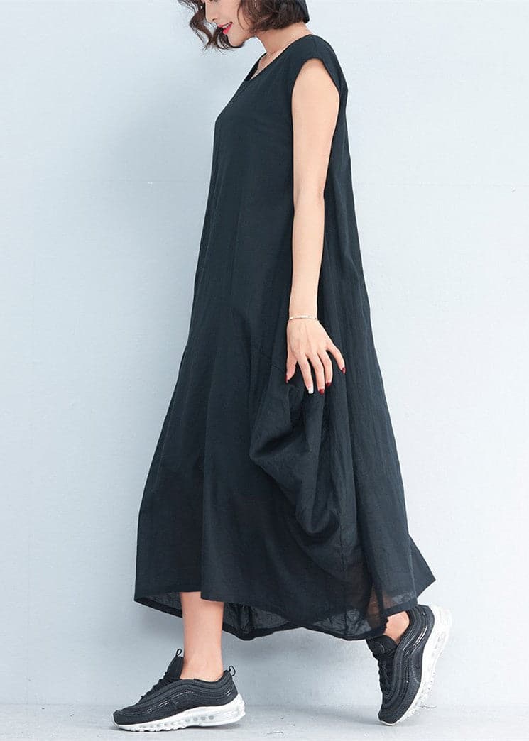 2021 black natural cotton polyester dress oversize sleeveless traveling dress Elegant kaftans