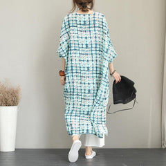 2018 prints linen caftans trendy plus size side open traveling dress boutique batwing sleeve linen caftans