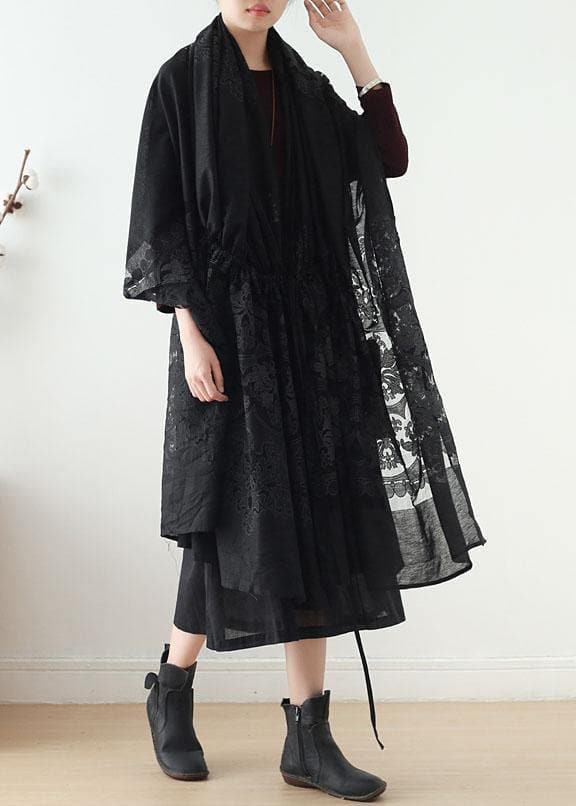 2019 new original design cotton drawstring shawl heavy work lace cloak coat