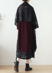 2019 new original design cotton drawstring shawl heavy work lace cloak coat