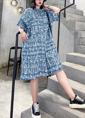 2021 new jumpsuit summer thin high waist blue Letter printed wide-leg jumpsuit shorts