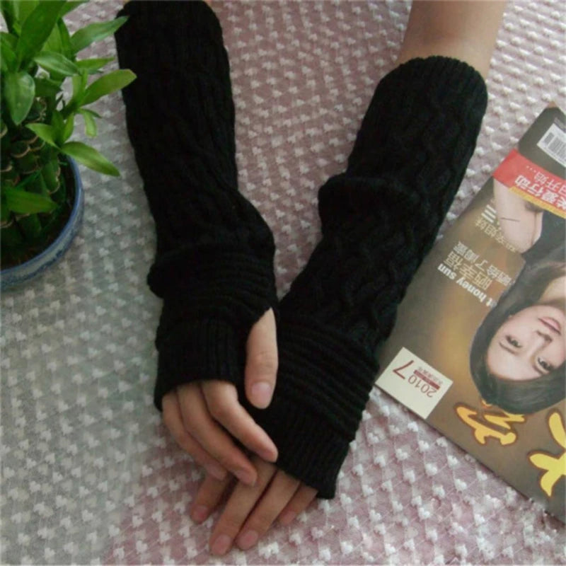 Frost Floral Knit Long Handwarmers