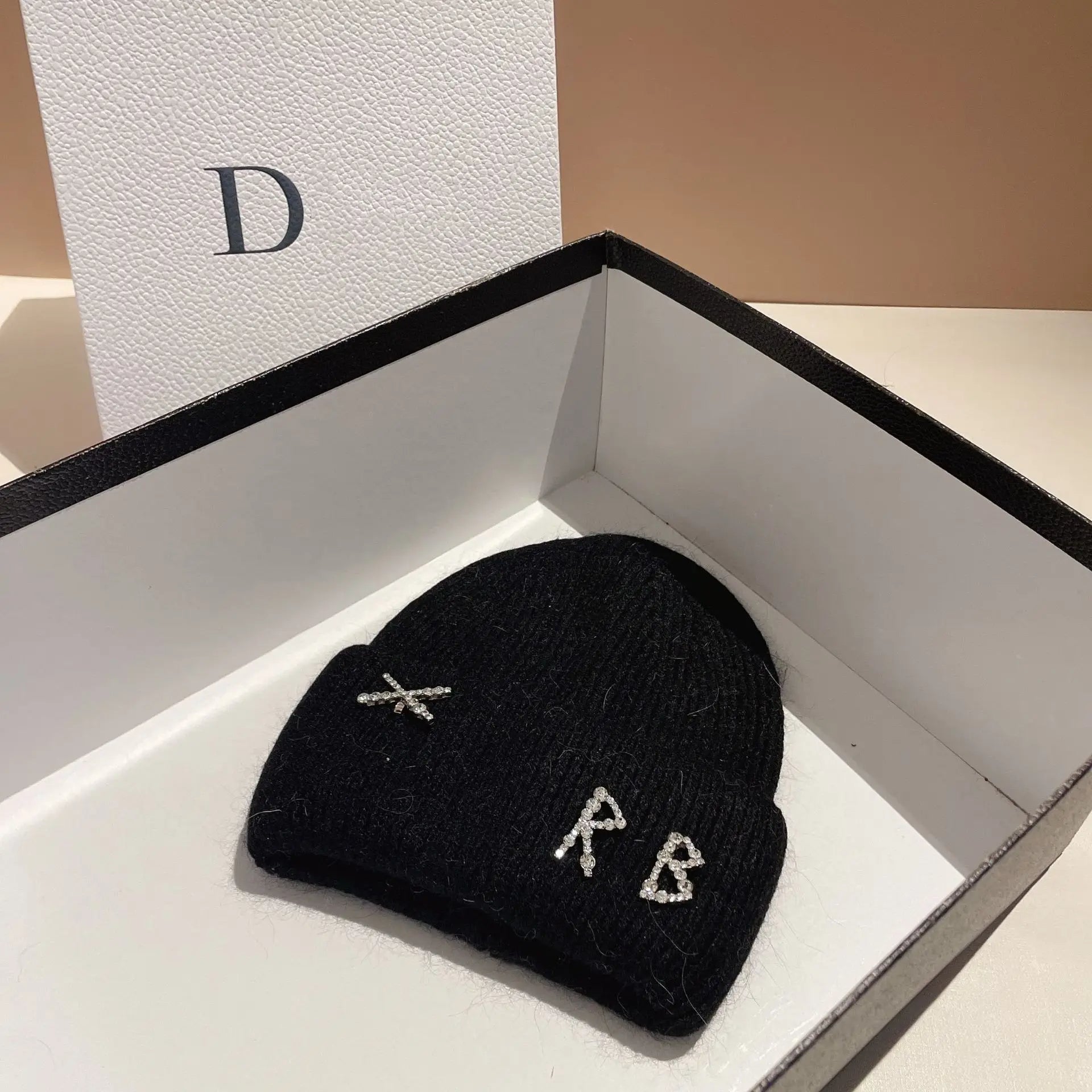 Diamond Glam Beanie aus Kaninchenfell