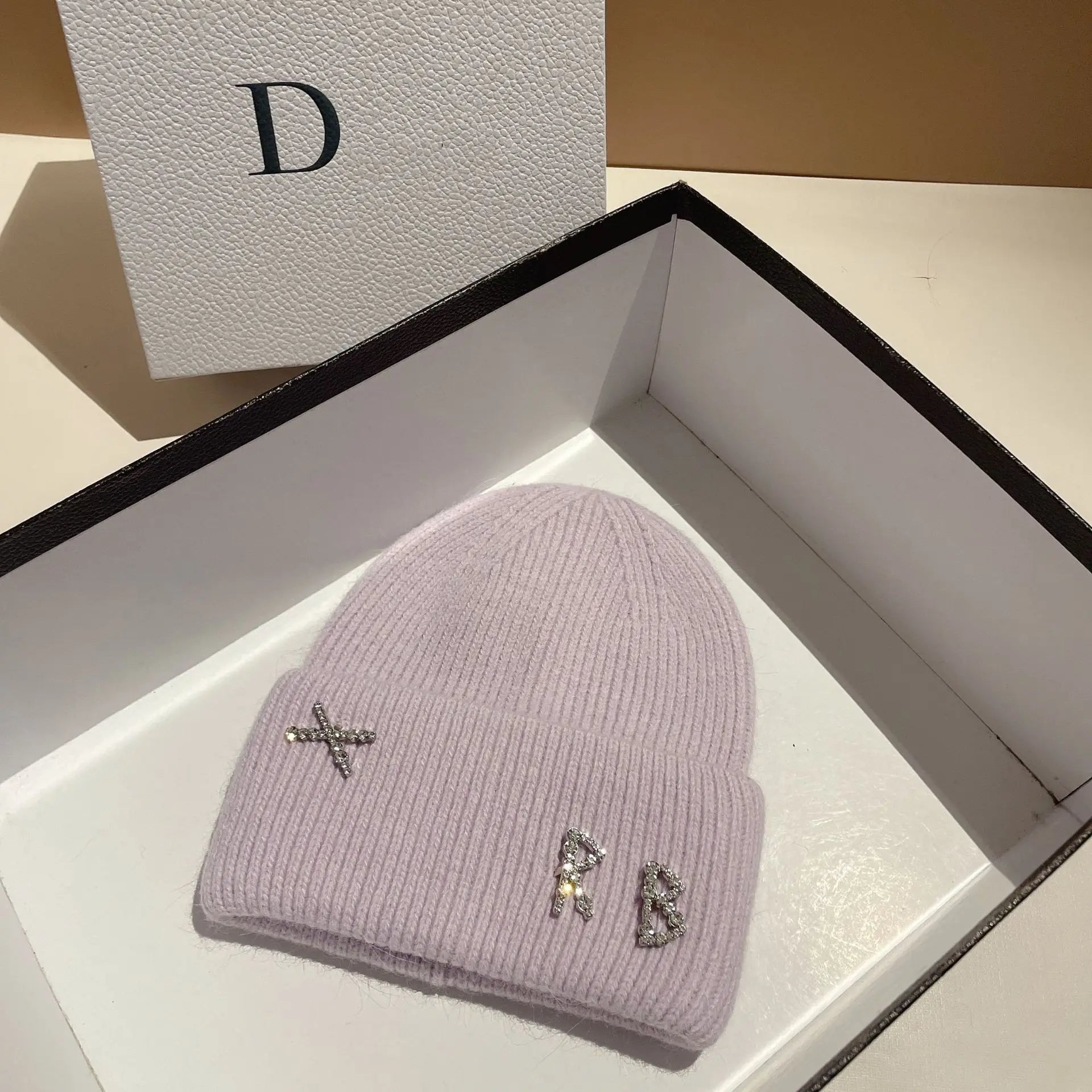 Diamond Glam Beanie aus Kaninchenfell