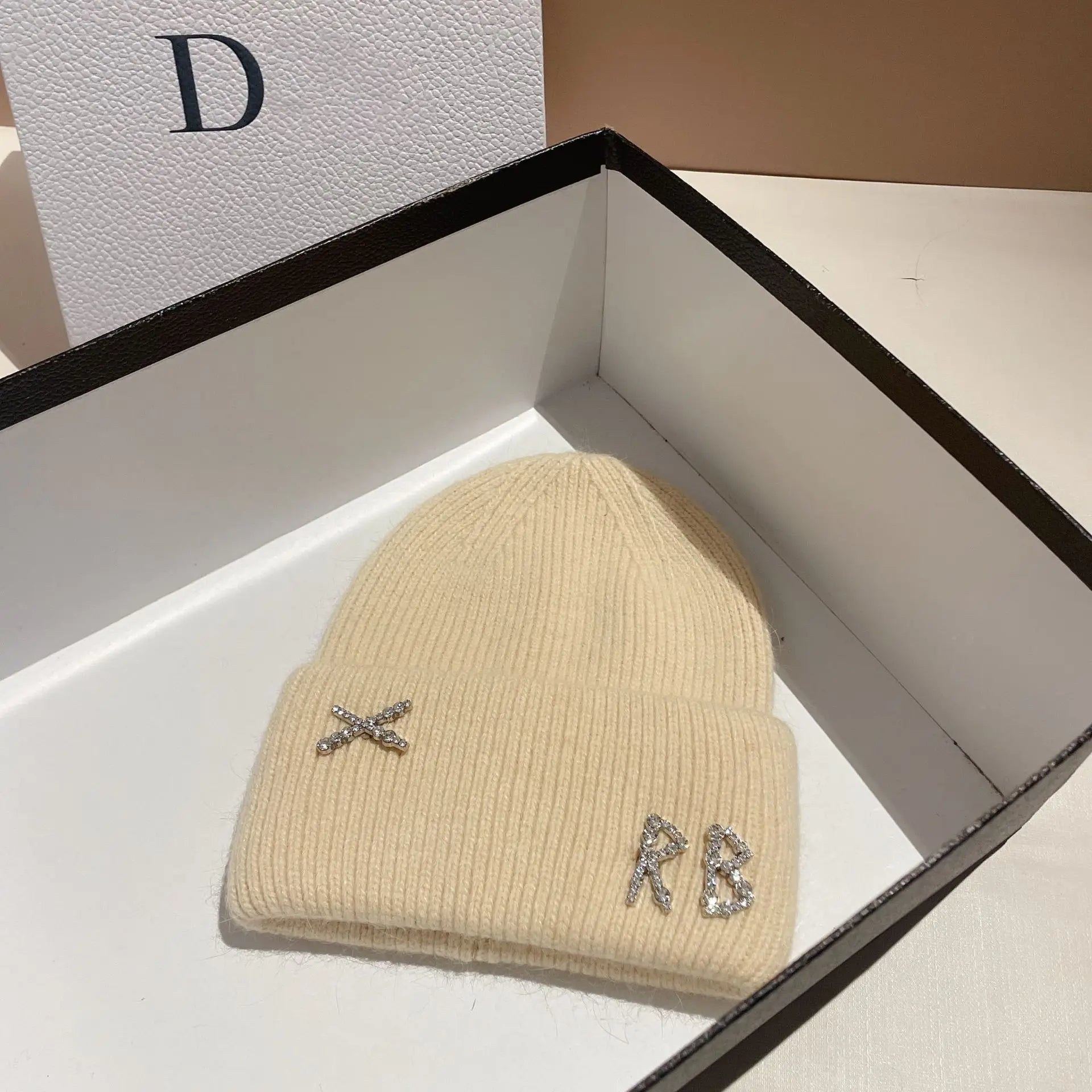 Diamond Glam Beanie aus Kaninchenfell