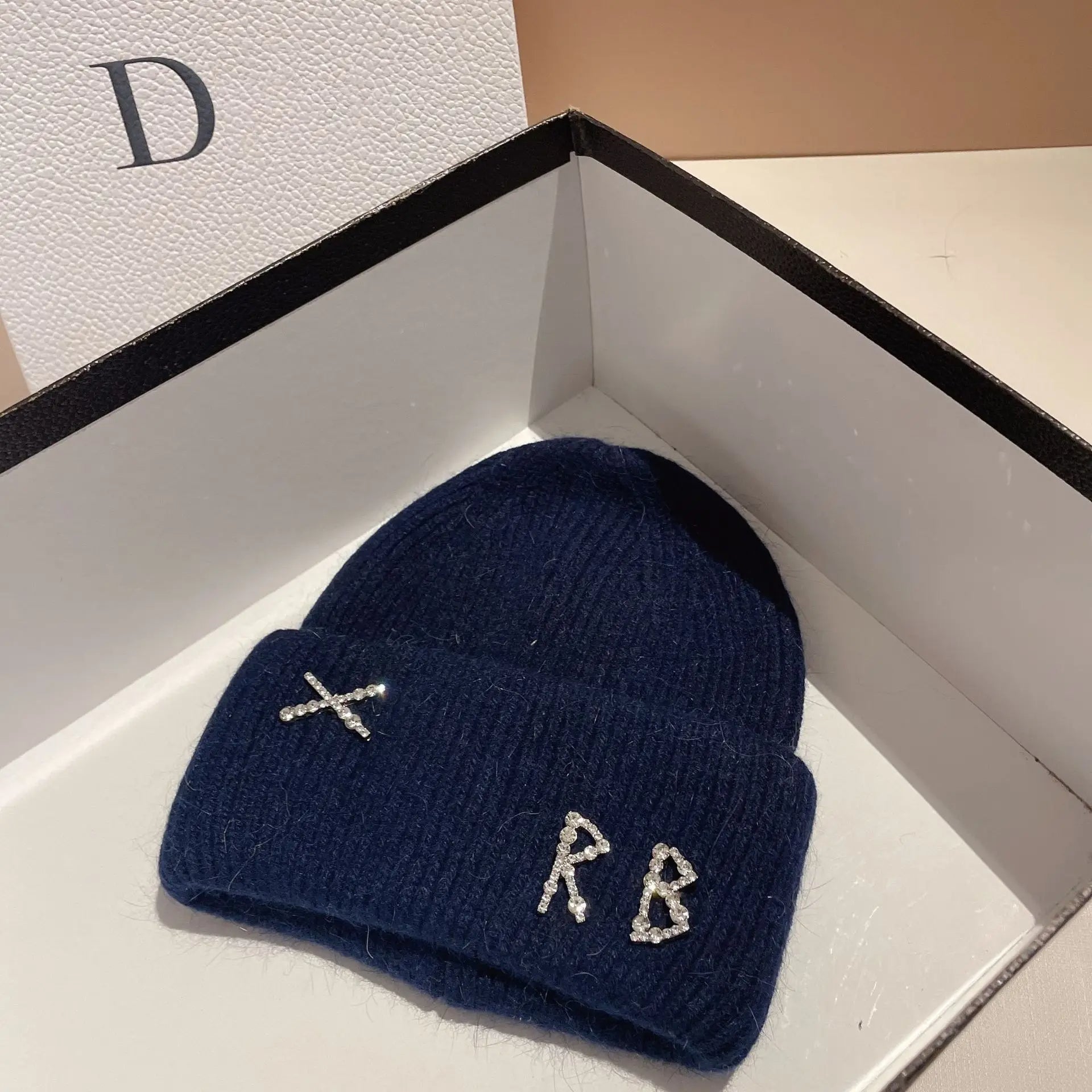 Diamond Glam Beanie aus Kaninchenfell