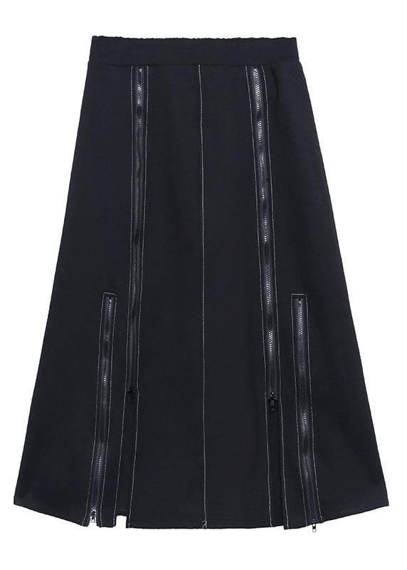 A-line skirt women's high waist mid length winter fashion black skirt