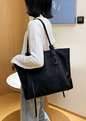 Art Black Solid Casual nylon Tote Handbag