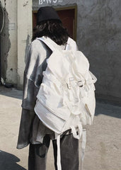 Art White Solid Large Capacity Canvas Backpack Bag