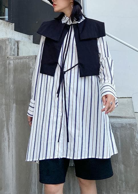 Art striped clothes lapel Button Down Dresses long shirt