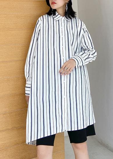 Art striped clothes lapel Button Down Dresses long shirt