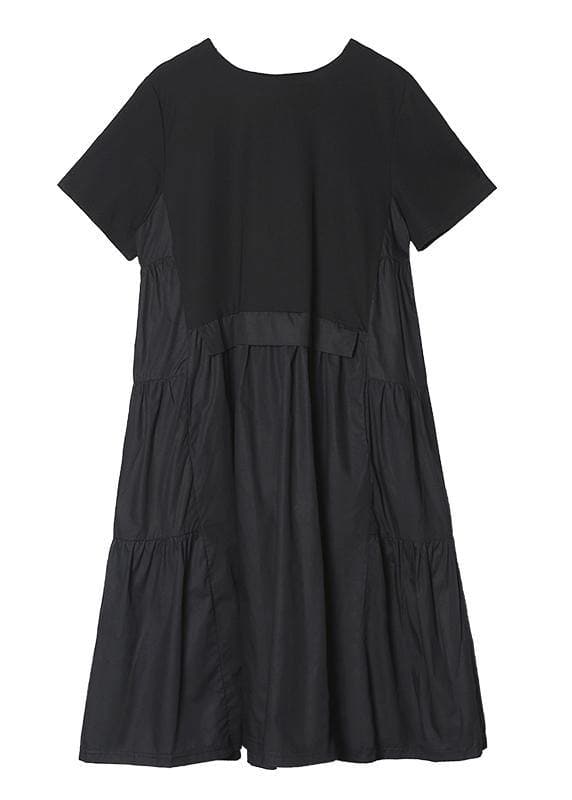 Schöne o neck Cinched Baumwolle sommer kleidung Für Frauen Form schwarz Kleid