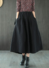 Black Jacquard Patchwork Loose A Line Skirt Spring