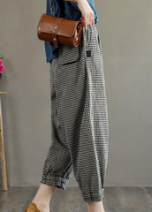 Bohemian Plaid Pockets Summer Linen Pants