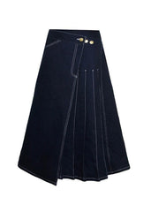 Boho denim blue zippered asymmetrical design Summer Skirt