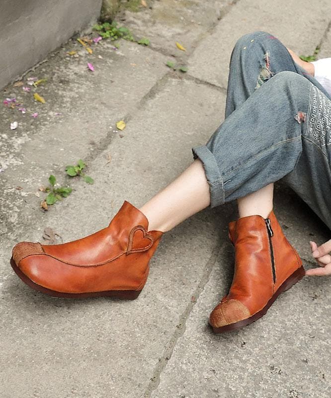 Bottines en cuir de vachette marron Boutique Splicing