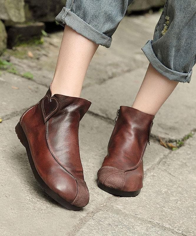 Bottines en cuir de vachette marron Boutique Splicing