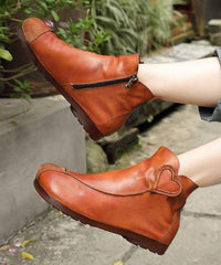 Brown Boots Cowhide Leather Boutique Splicing Ankle boots