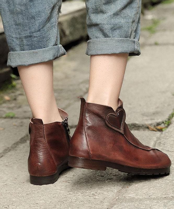 Bottines en cuir de vachette marron Boutique Splicing