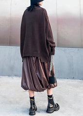 Chunky chocolate crane tops casual high neck Batwing Sleeve knitwear