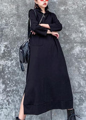 Classy hooded side open spring Wardrobes black Dress