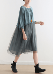 2021 Blue Tull Maxi dresses patchwork chiffon Summer Dresses