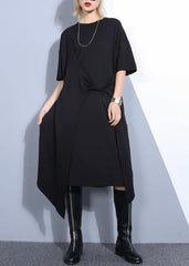 DIY black cotton clothes For Women asymmetric long summer Dresses