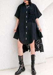 DIY o neck patchwork lace dresses Work Outfits black Dress