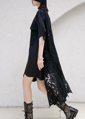 DIY o neck patchwork lace dresses Work Outfits black Dress