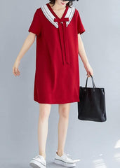 DIY v neck Cotton summer Fashion Ideas red Dress