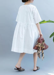 DIY v neck Cinched summer Tunics Work Outfits white Dress