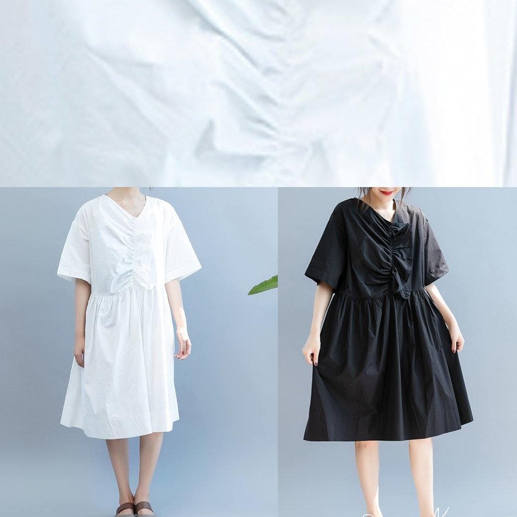 DIY v neck Cinched summer Tunics Work Outfits white Dress