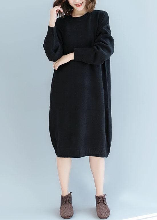 For Work o neck Sweater weather Beautiful black Hipster knit dress fall