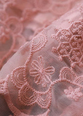 Cardigan ample en coton brodé rose français à manches longues