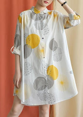 French lapel asymmetric Cotton clothes Catwalk yellow dotted Dress fall