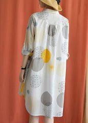 French lapel asymmetric Cotton clothes Catwalk yellow dotted Dress fall