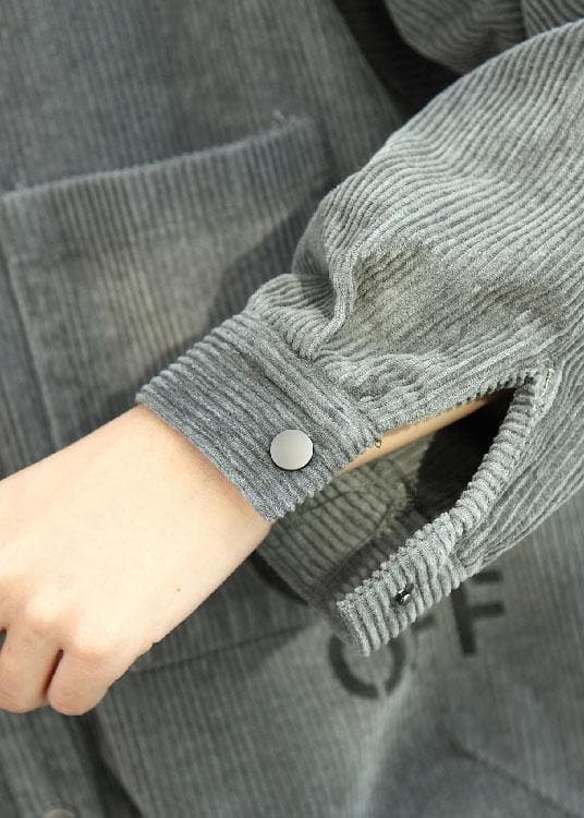 French side open corduroy clothes Women Outfits gray Dress fall